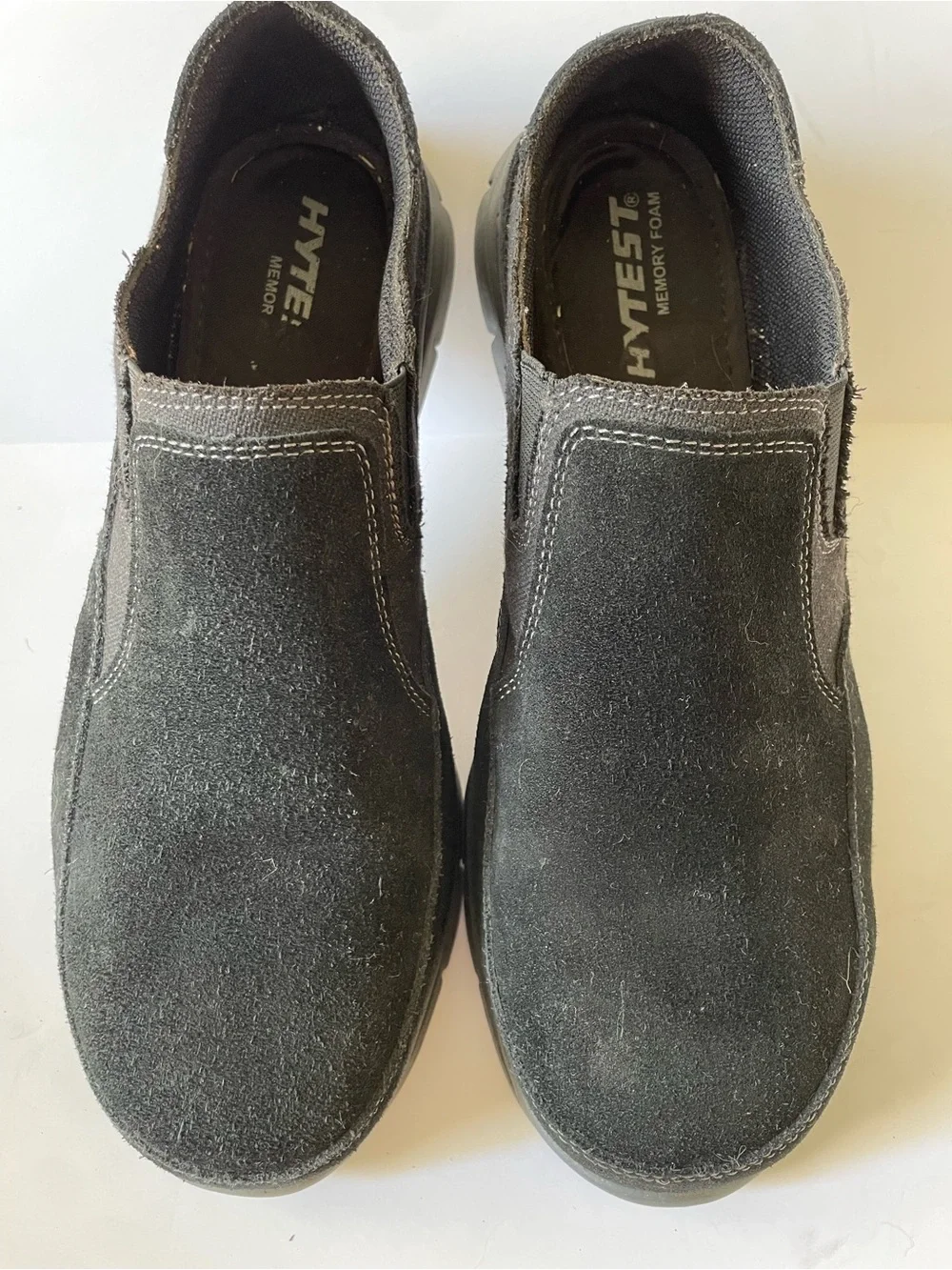 Hytest Men’s Slip On Comfortable Work Safety Shoes Black Suede Size 10.5 M